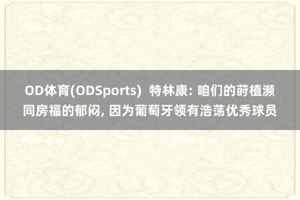 OD体育(ODSports)  特林康: 咱们的莳植濒同房福的郁闷， 因为葡萄牙领有浩荡优秀球员
