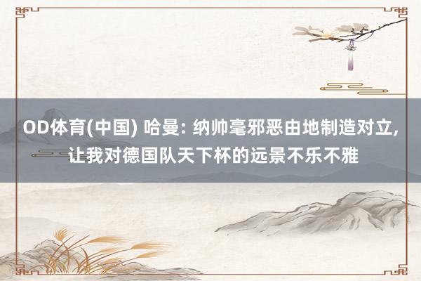 OD体育(中国) 哈曼: 纳帅毫邪恶由地制造对立， 让我对德国队天下杯的远景不乐不雅