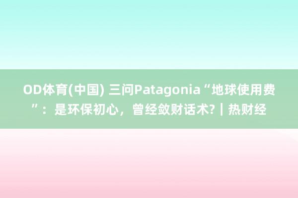 OD体育(中国) 三问Patagonia“地球使用费”：是环保初心，曾经敛财话术?｜热财经
