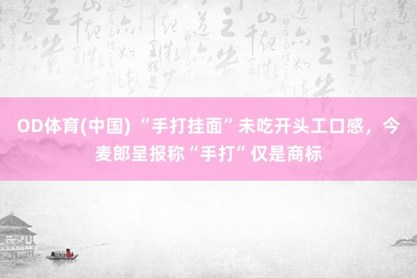 OD体育(中国) “手打挂面”未吃开头工口感，今麦郎呈报称“手打”仅是商标