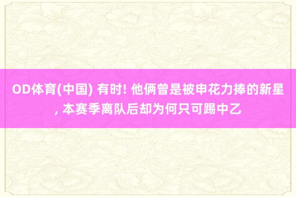OD体育(中国) 有时! 他俩曾是被申花力捧的新星， 本赛季离队后却为何只可踢中乙