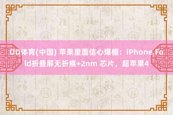 OD体育(中国) 苹果里面信心爆棚：iPhone Fold折叠屏无折痕+2nm 芯片，超苹果4