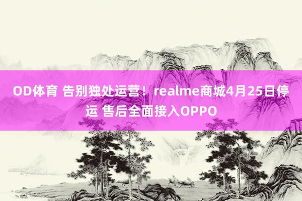 OD体育 告别独处运营！realme商城4月25日停运 售后全面接入OPPO