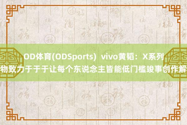 OD体育(ODSports)  vivo黄韬：X系列产物致力于于于让每个东说念主皆能低门槛竣事创作解放