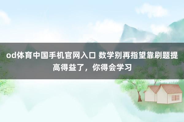 od体育中国手机官网入口 数学别再指望靠刷题提高得益了，你得会学习