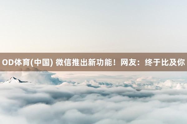 OD体育(中国) 微信推出新功能！网友：终于比及你