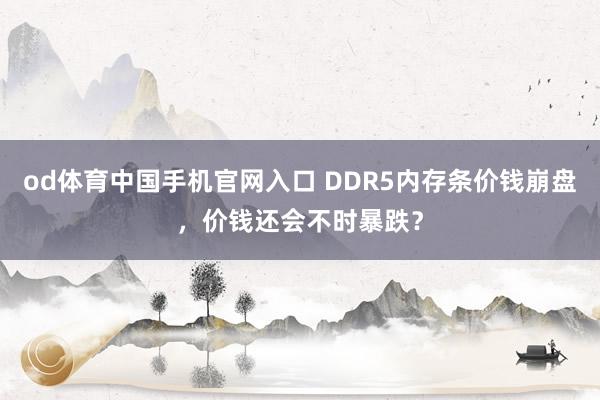 od体育中国手机官网入口 DDR5内存条价钱崩盘，价钱还会不时暴跌？