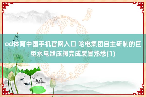 od体育中国手机官网入口 哈电集团自主研制的巨型水电泄压阀完成装置熟悉(1)