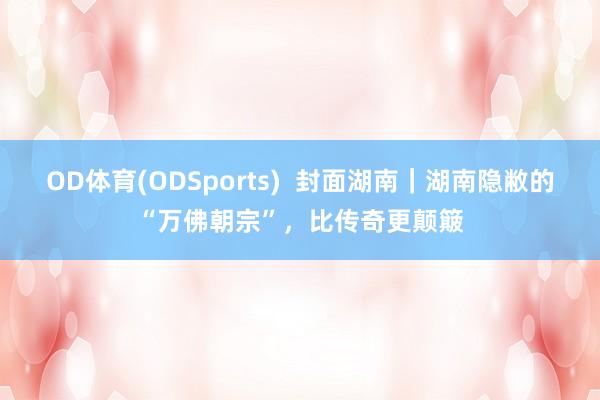 OD体育(ODSports)  封面湖南｜湖南隐敝的“万佛朝宗”，比传奇更颠簸
