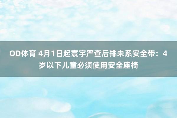 OD体育 4月1日起寰宇严查后排未系安全带：4岁以下儿童必须使用安全座椅