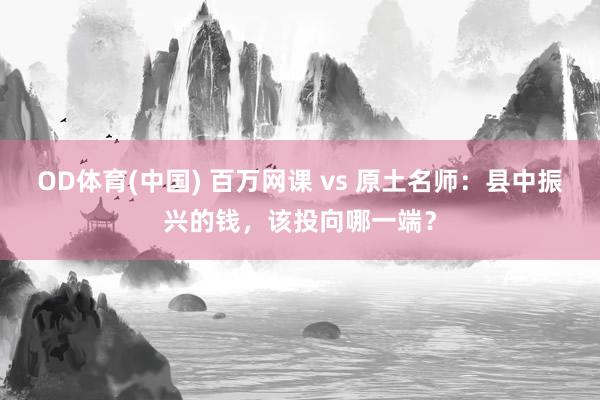 OD体育(中国) 百万网课 vs 原土名师：县中振兴的钱，该投向哪一端？