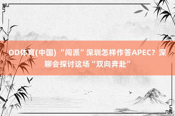 OD体育(中国) “闯派”深圳怎样作答APEC？深聊会探讨这场“双向奔赴”