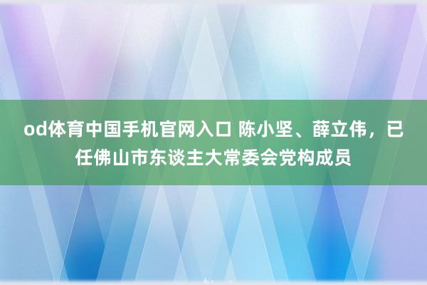 od体育中国手机官网入口 陈小坚、薛立伟，已任佛山市东谈主大常委会党构成员